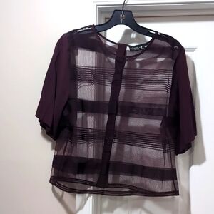 Sheer Burgundy Striped Blouse